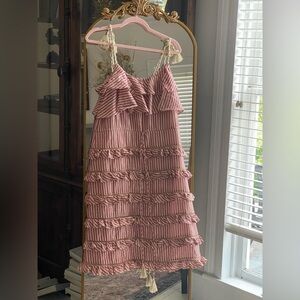 MISA Los Angeles x Anthropologie Carson Tiered Midi Frill Striped Dress
